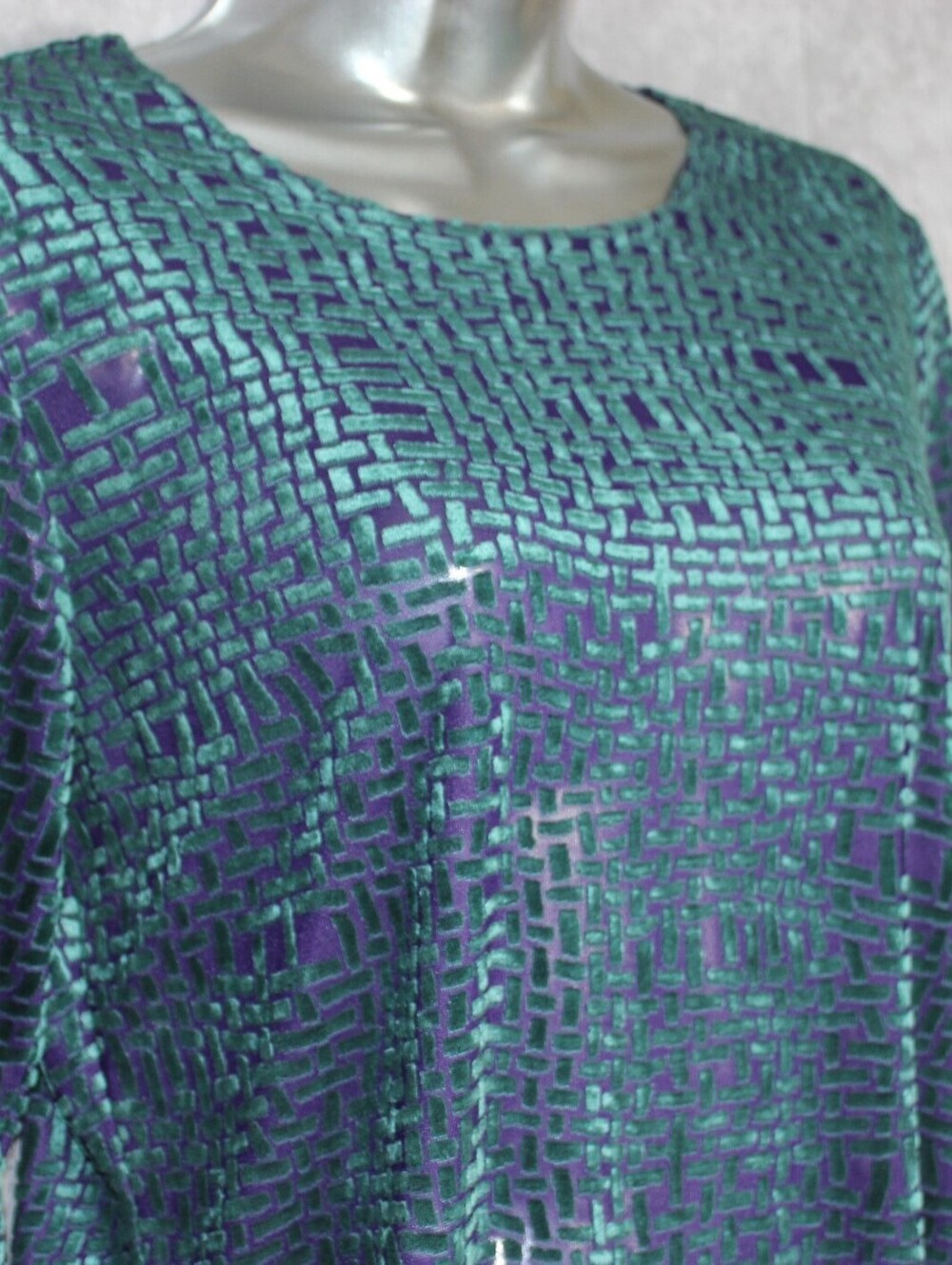 Vintage Neiman Marcus Sheer Devoré Long Sleeve Blouse